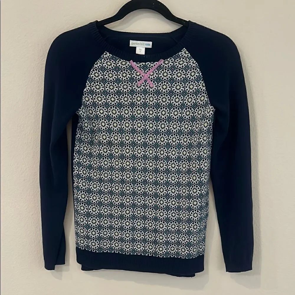 Garnet Hill Navy and White Patterned Sweater